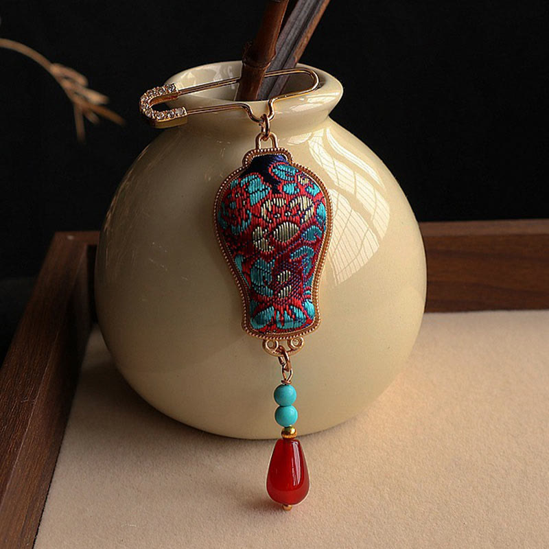 Buddha Stones Song Brocade Vaasontwerp Elegante Broche - image 8