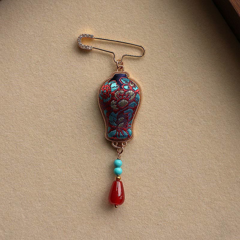 Buddha Stones Song Brocade Vaasontwerp Elegante Broche - image 9