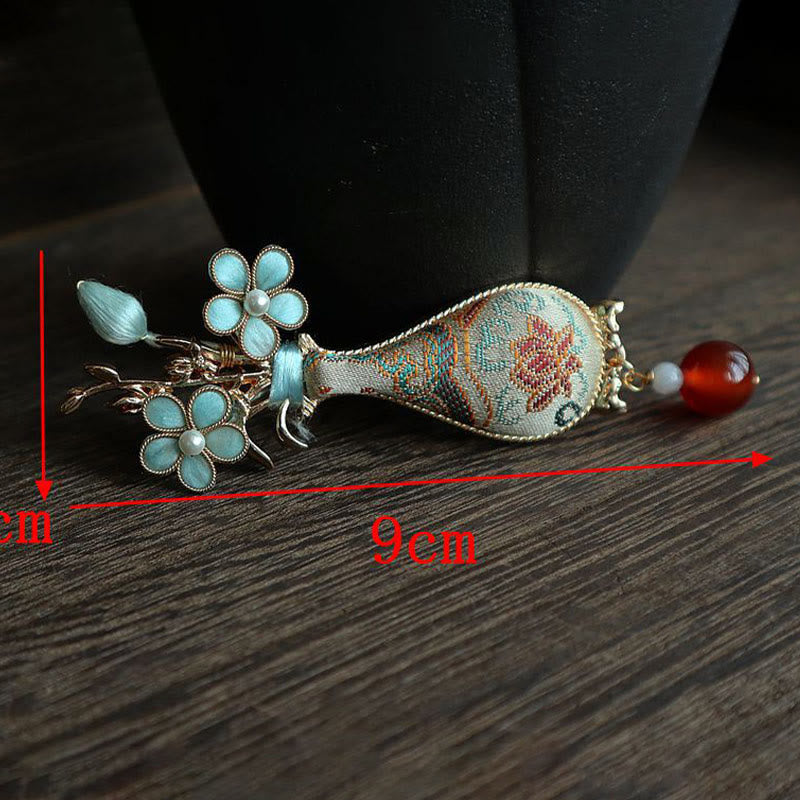 Buddha Stones Bloemenvaas met brokaatmotief en elegante Broche - image 8