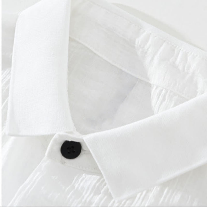 Buddha Stones Zomerse casual minimalistische effen Overhemden met knoopsluiting - image 12