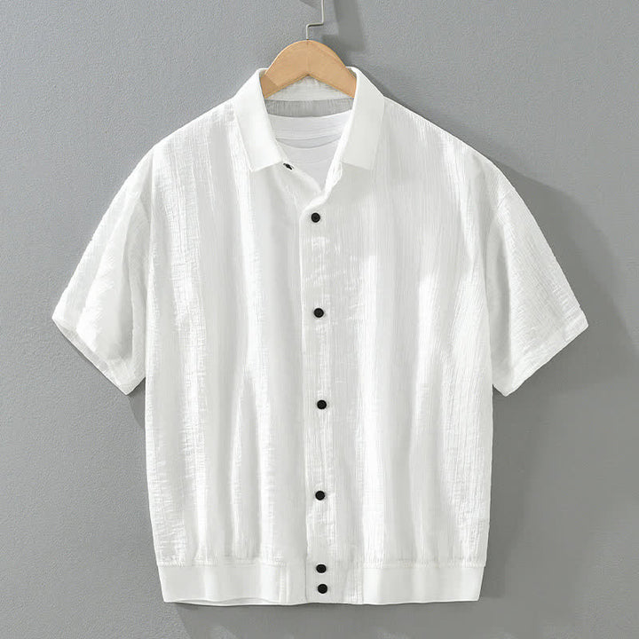 Buddha Stones Zomerse casual minimalistische effen Overhemden met knoopsluiting - Wit - US/UK/AU42, EU52 (3XL) - image 11