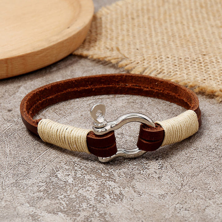 Buddha Stones Leren dubbelgewikkelde armband met draadsluiting en Armband - Leer (Polsomtrek: 19-20 cm) - image 0