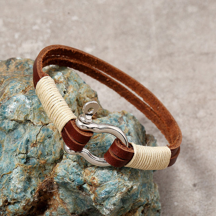 Buddha Stones Leren dubbelgewikkelde armband met draadsluiting en Armband - image 1