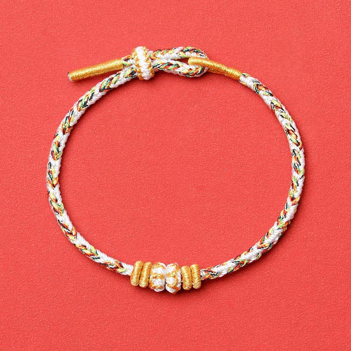 Buddha Stones Witte gevlochten Armband met bloemmotief - Wit - Geen accessoire - image 5