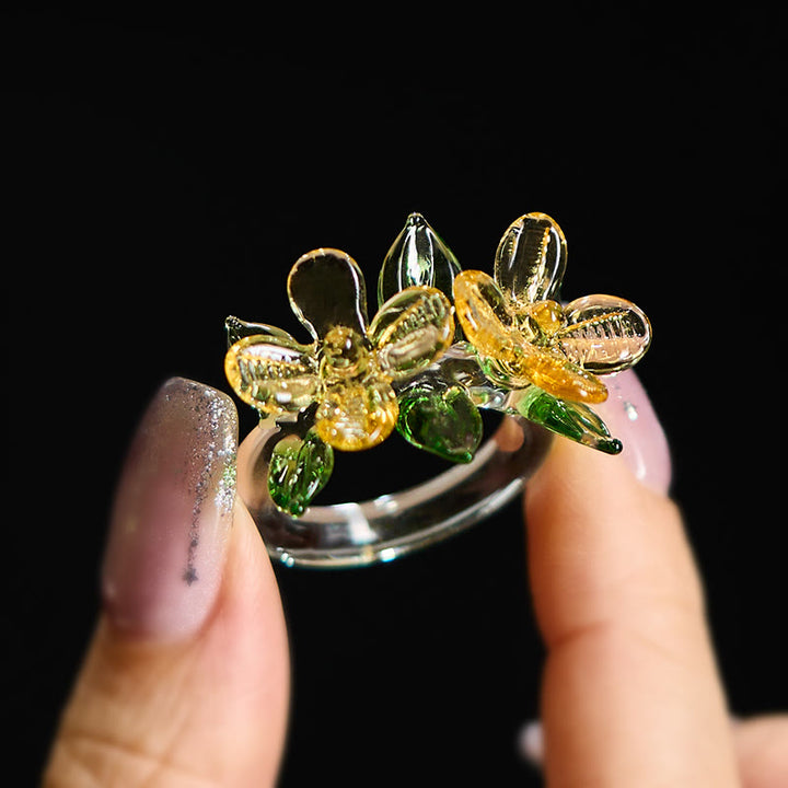 Buddha Stones Liuli Osmanthus Bloem Ring - image 4