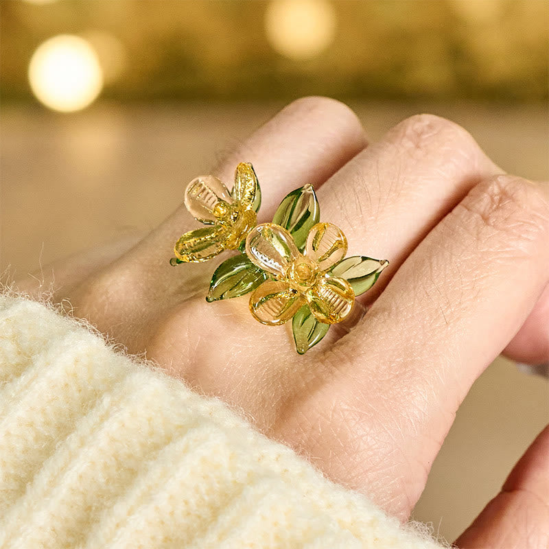 Buddha Stones Liuli Osmanthus Bloem Ring - image 8