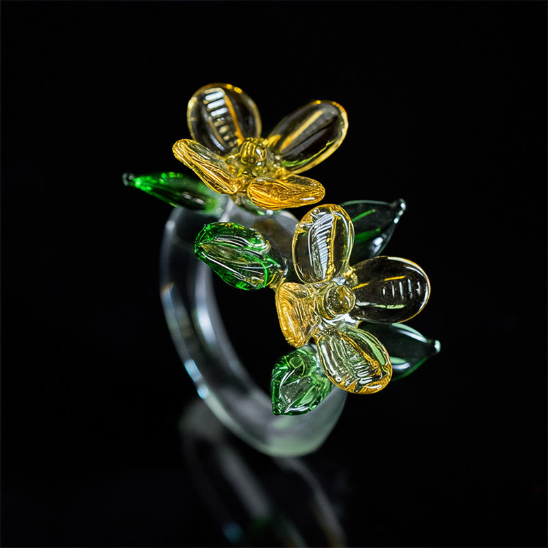 Buddha Stones Liuli Osmanthus Bloem Ring - image 1
