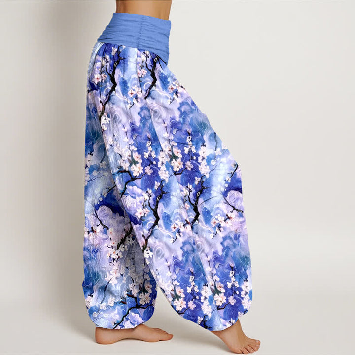Buddha Stones Harembroek voor dames van 100% Cotton met aquarel bloemenpatroon en elastische Taille - image 2