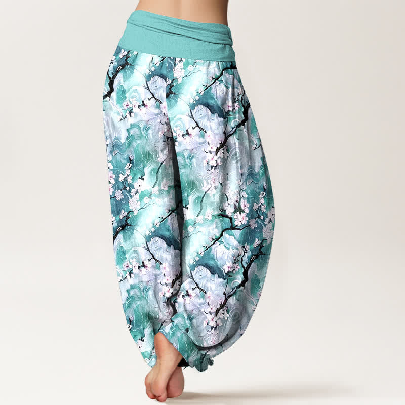 Buddha Stones Harembroek voor dames van 100% Cotton met aquarel bloemenpatroon en elastische Taille - image 6