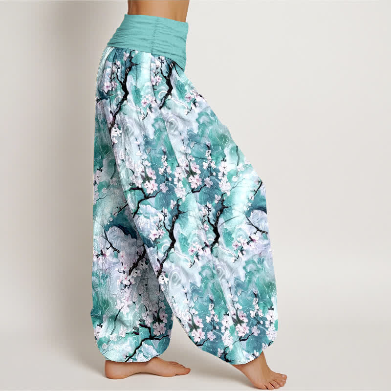 Buddha Stones Harembroek voor dames van 100% Cotton met aquarel bloemenpatroon en elastische Taille - image 7