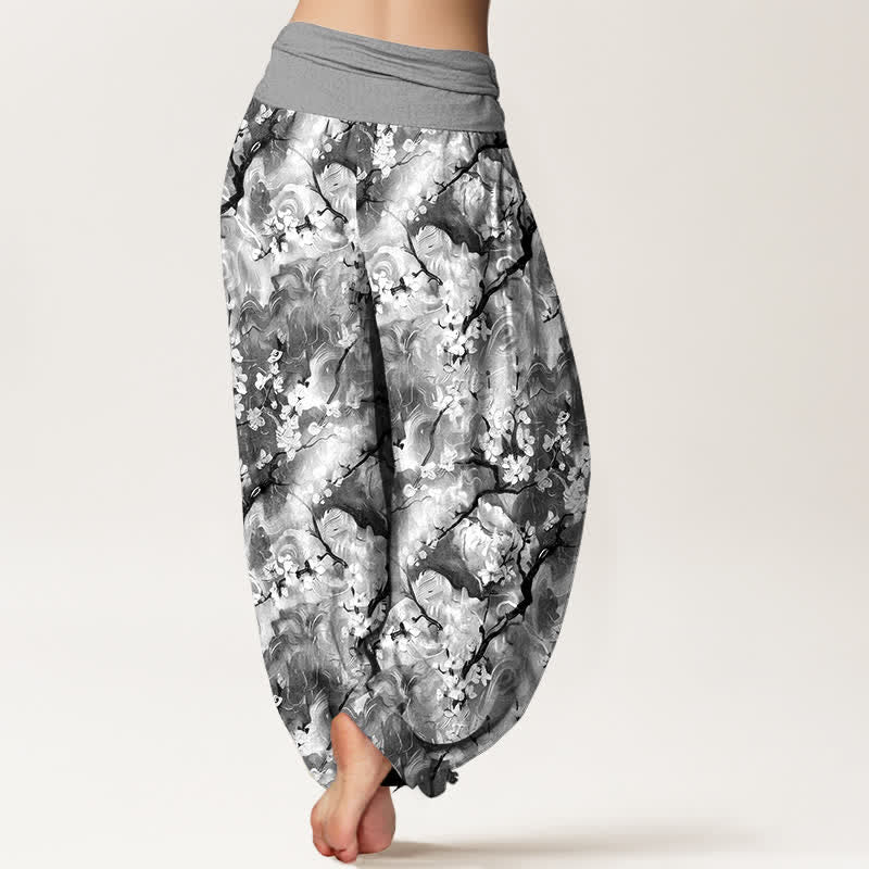 Buddha Stones Harembroek voor dames van 100% Cotton met aquarel bloemenpatroon en elastische Taille - image 9