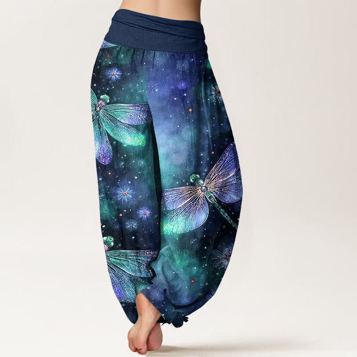 Buddha Stones Katoenen harembroek met dromerig libellen- en bloemenpatroon voor dames, elastische Taille - image 6