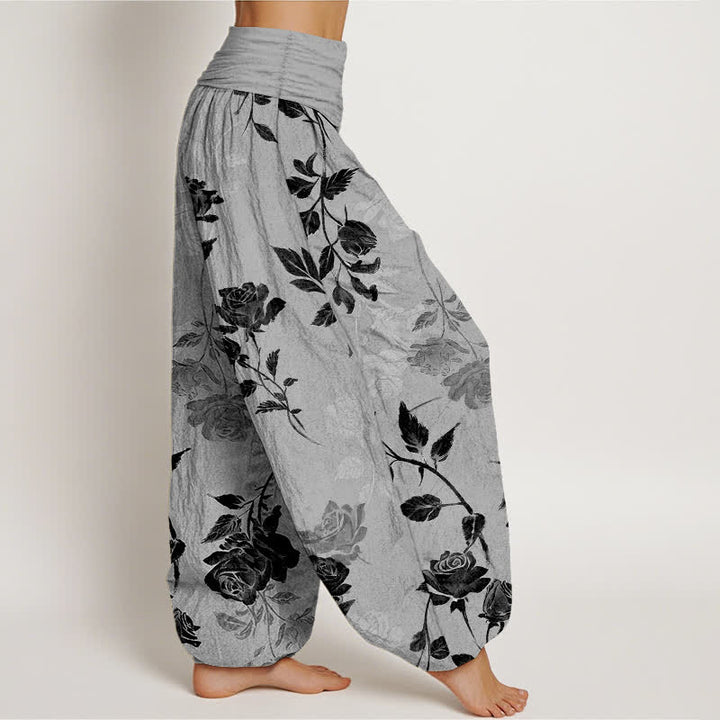 Buddha Stones Dames harembroek van katoen met vintage rozenpatroon en elastische Taille - image 7
