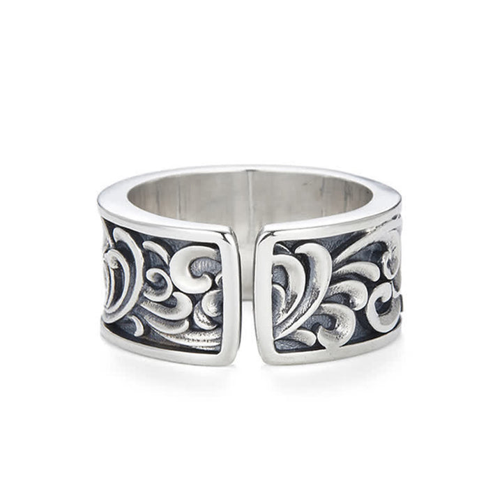 Buddha Stones Koperen Draak Tang Dynastie Bloemmotief Ring - image 3