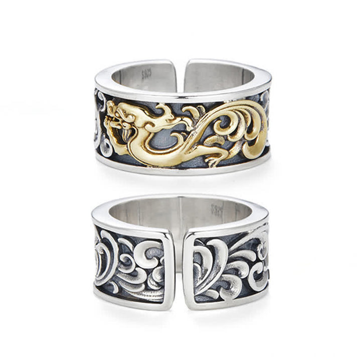 Buddha Stones Koperen Draak Tang Dynastie Bloemmotief Ring - image 9