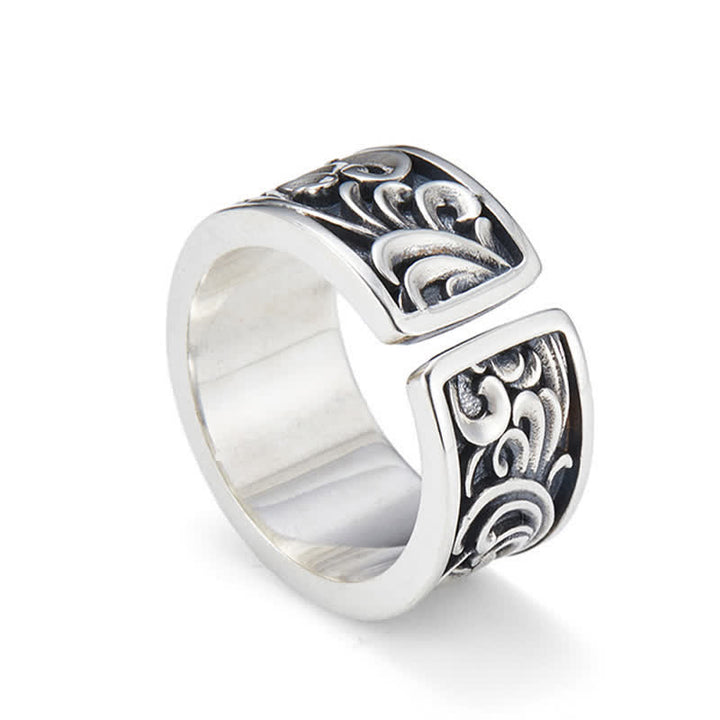 Buddha Stones Koperen Draak Tang Dynastie Bloemmotief Ring - image 4