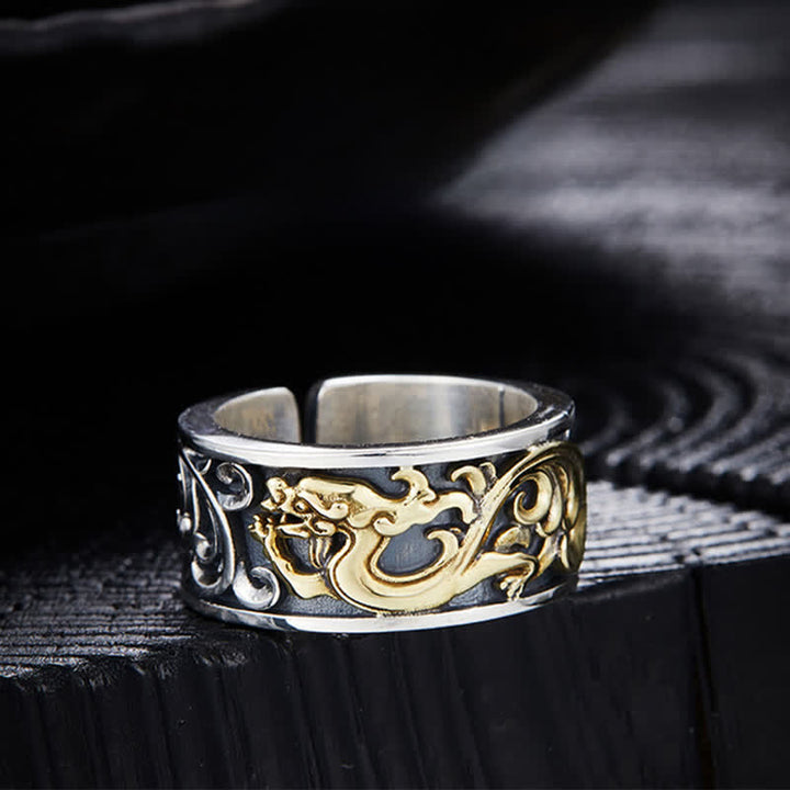 Buddha Stones Koperen Draak Tang Dynastie Bloemmotief Ring - 18,1 mm - VS 8 - image 0