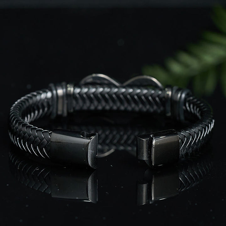 Buddha Stones Infinity Design 444 Engelengetal 888 Engelengetal Titanium Staal Lederen Versterkte Armband - image 2