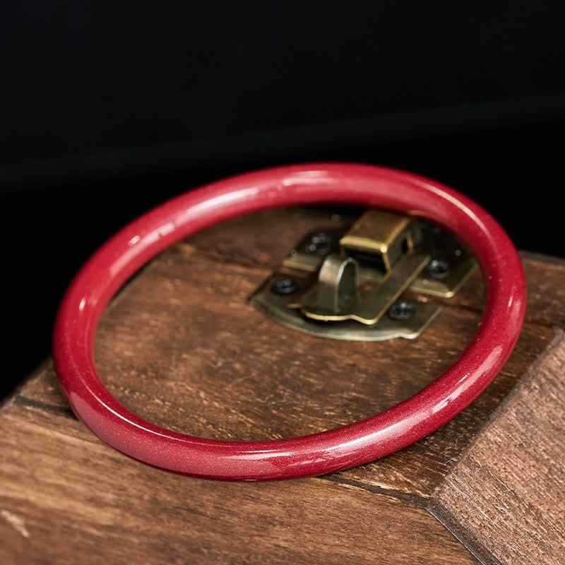 Buddha Stones Cinnabar Plain Heart Sutra Calm Bangle-armband - image 3