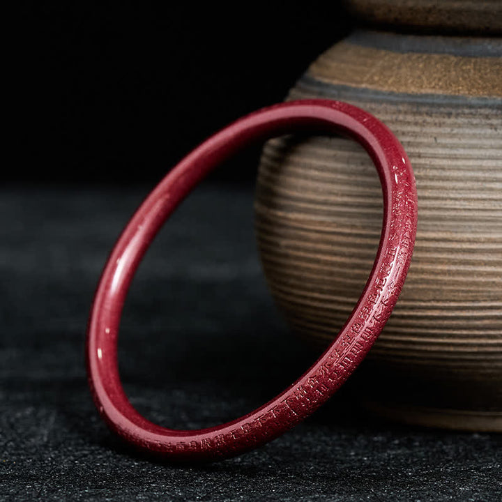 Buddha Stones Cinnabar Plain Heart Sutra Calm Bangle-armband - Hartsoetra - 58–60 mm - image 7