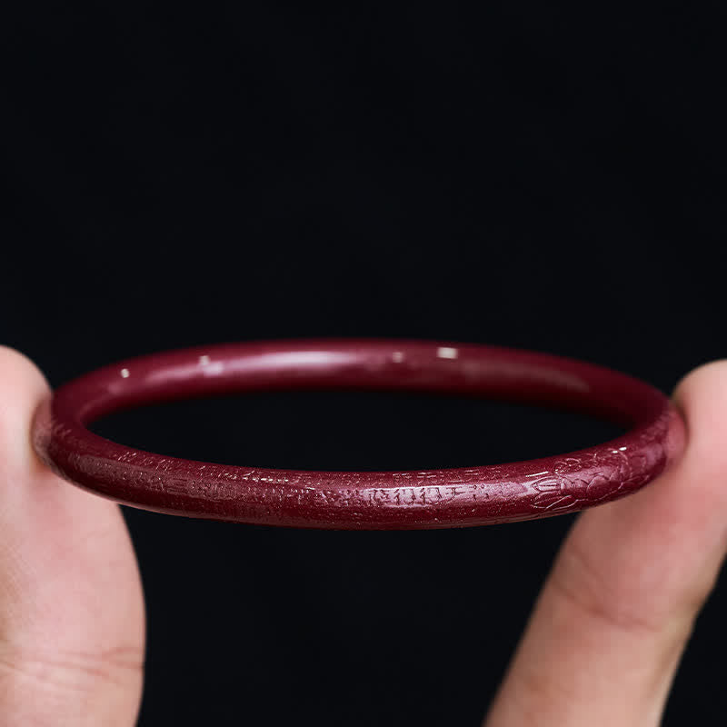 Buddha Stones Cinnabar Plain Heart Sutra Calm Bangle-armband - image 11