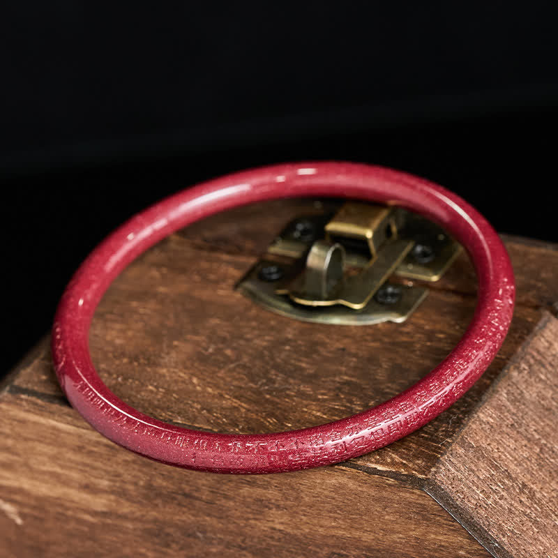 Buddha Stones Cinnabar Plain Heart Sutra Calm Bangle-armband - image 10