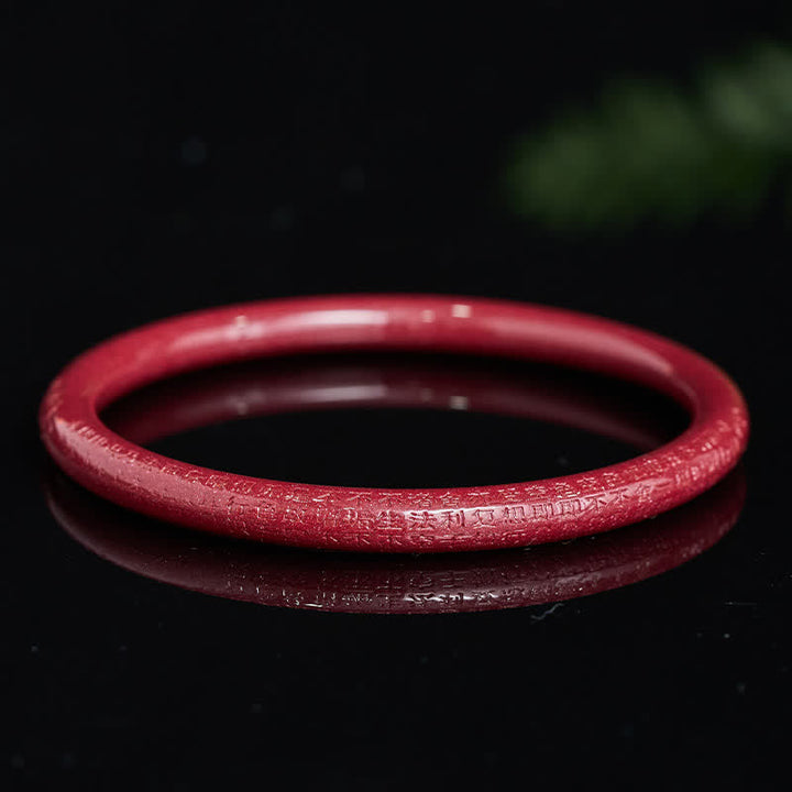 Buddha Stones Cinnabar Plain Heart Sutra Calm Bangle-armband - image 8