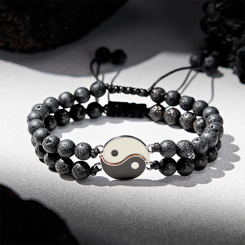 Buddha Stones Yin Yang Hematiet Matsteen Lavasteen Armband - Lavasteen (Polsomtrek: 17-27 cm) - image 12
