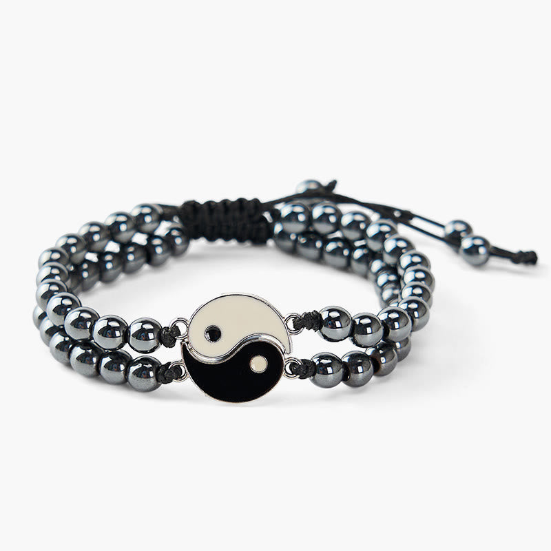 Buddha Stones Yin Yang Hematiet Matsteen Lavasteen Armband - image 3