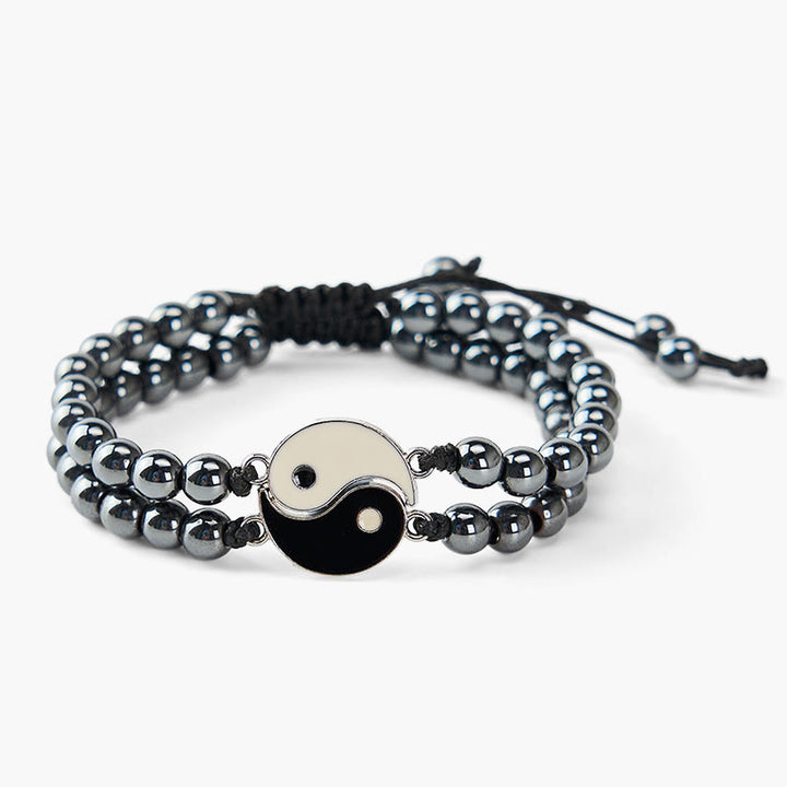 Buddha Stones Yin Yang Hematiet Matsteen Lavasteen Armband - image 3