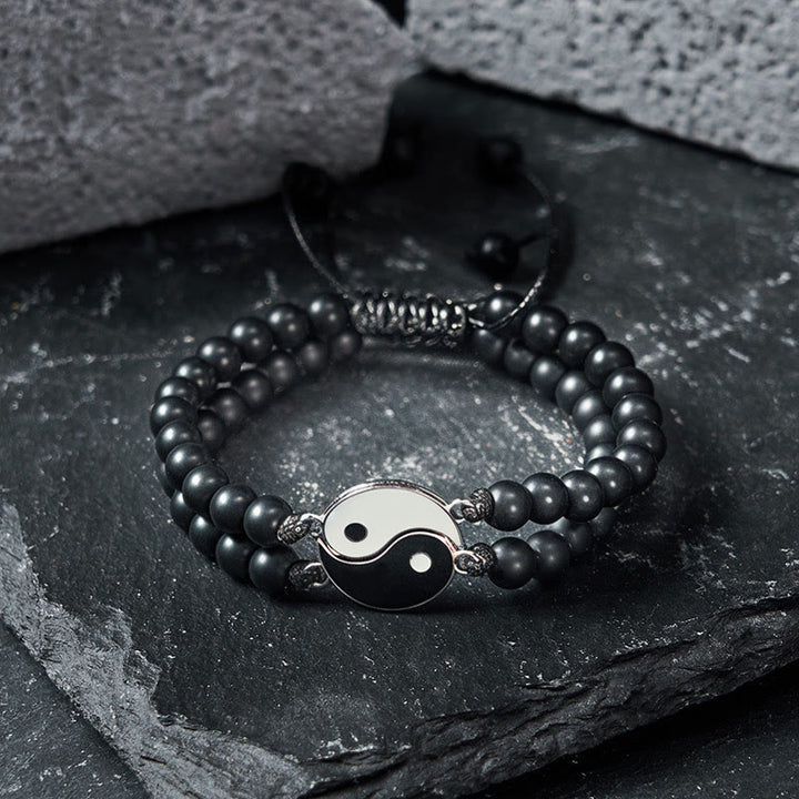 Buddha Stones Yin Yang Hematiet Matsteen Lavasteen Armband - image 8
