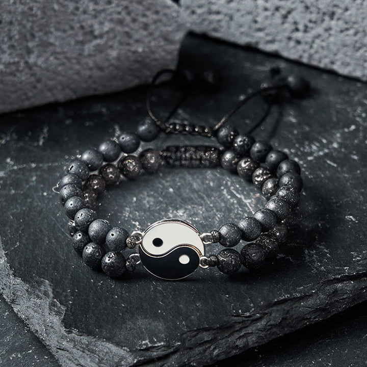 Buddha Stones Yin Yang Hematiet Matsteen Lavasteen Armband - image 13