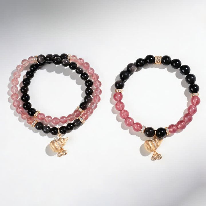 Buddha Stones Aardbeikwarts gouden draad pompoen liefdeszegen Armband - image 4