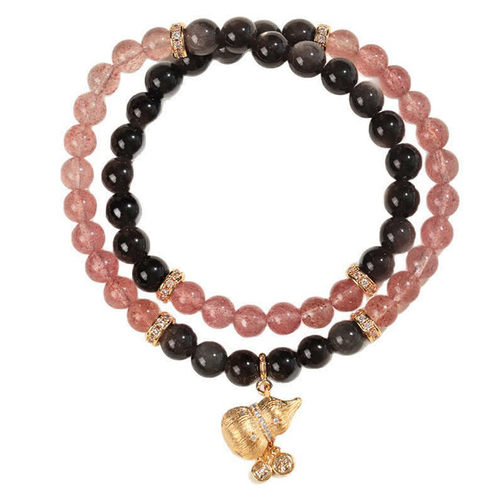 Buddha Stones Aardbeikwarts gouden draad pompoen liefdeszegen Armband - image 7