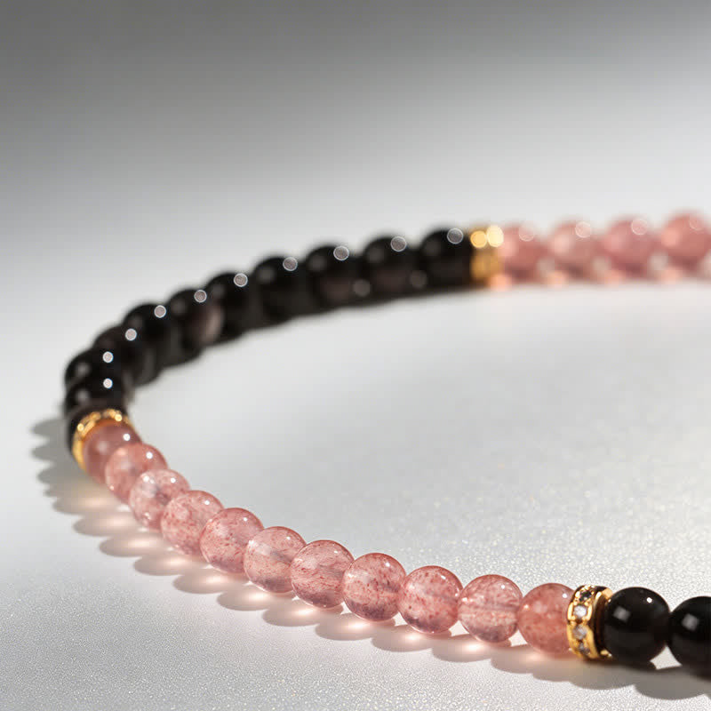 Buddha Stones Aardbeikwarts gouden draad pompoen liefdeszegen Armband - image 8