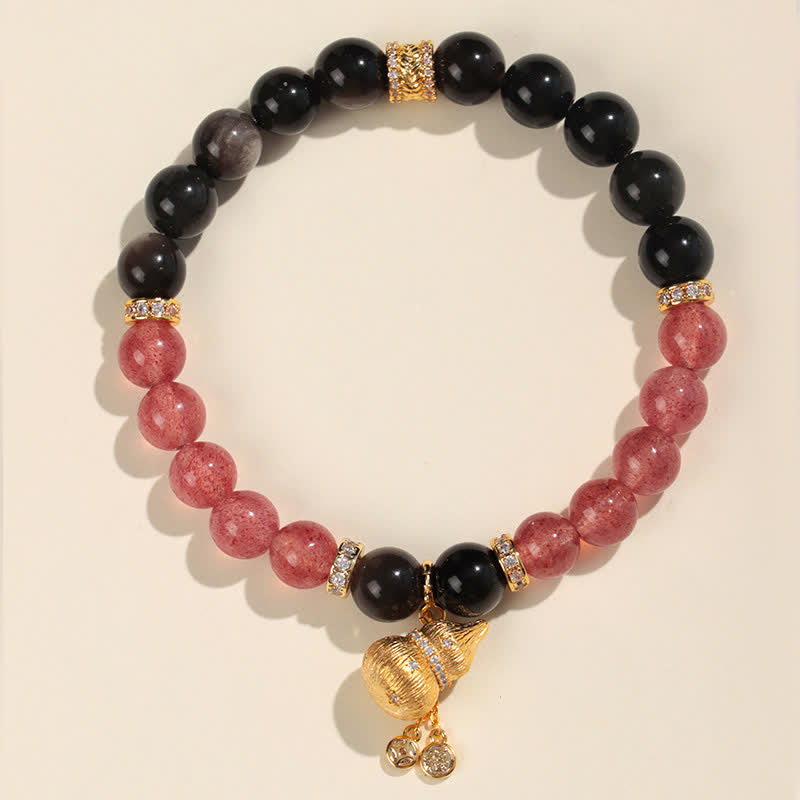 Buddha Stones Aardbeikwarts gouden draad pompoen liefdeszegen Armband - Enkelvoudige Armband - Aardbeikwarts (Liefde ♥ Genezing) - image 0