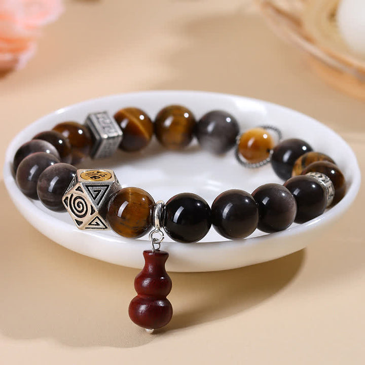 Buddha Stones Zilveren Obsidiaan Aardingsarmband met Fu- Armband - image 2