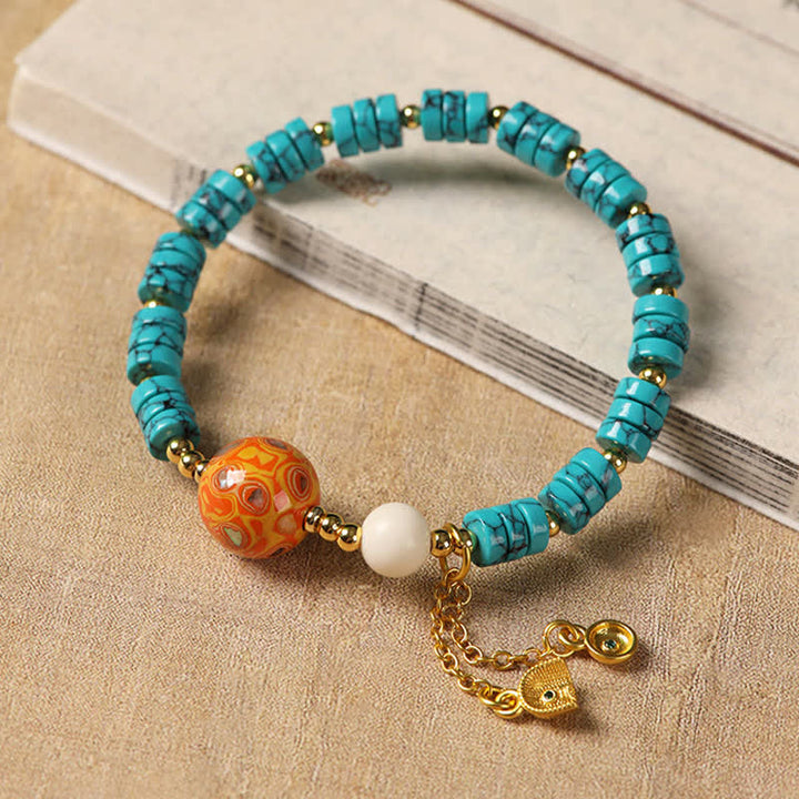Buddha Stones Turquoise Communicatie Handgemaakte Nieuwe Chinese Armband - image 4