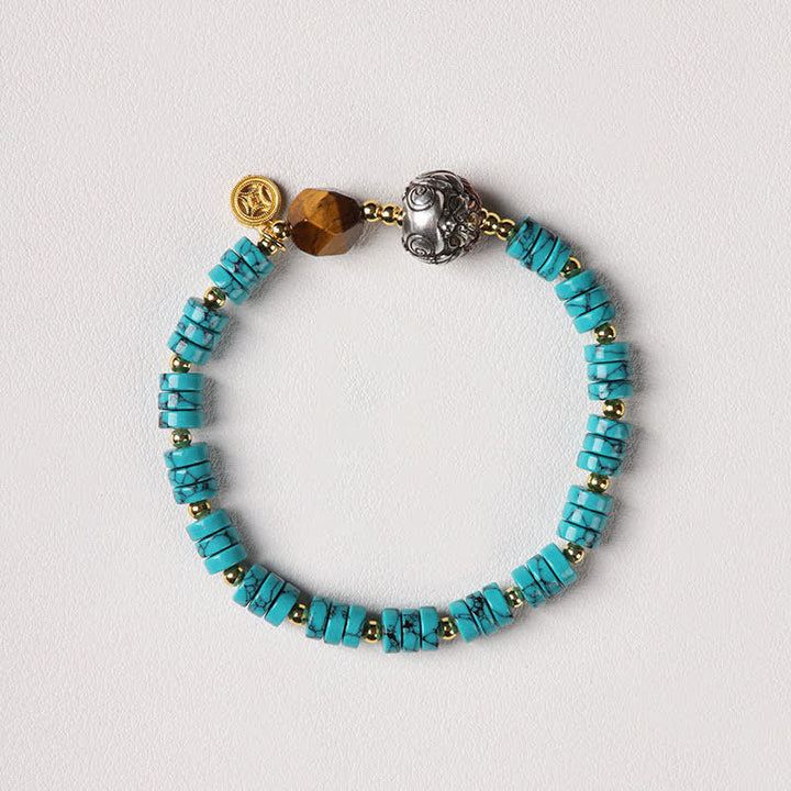 Buddha Stones Turquoise Communicatie Handgemaakte Nieuwe Chinese Armband - Stijl 1 - Blauw turkoois - Turkoois (Zuivering ♥ Rust) - image 1