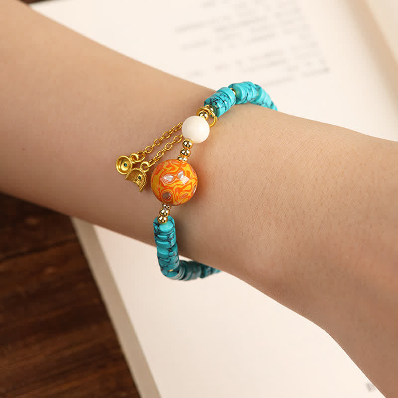 Buddha Stones Turquoise Communicatie Handgemaakte Nieuwe Chinese Armband - image 7
