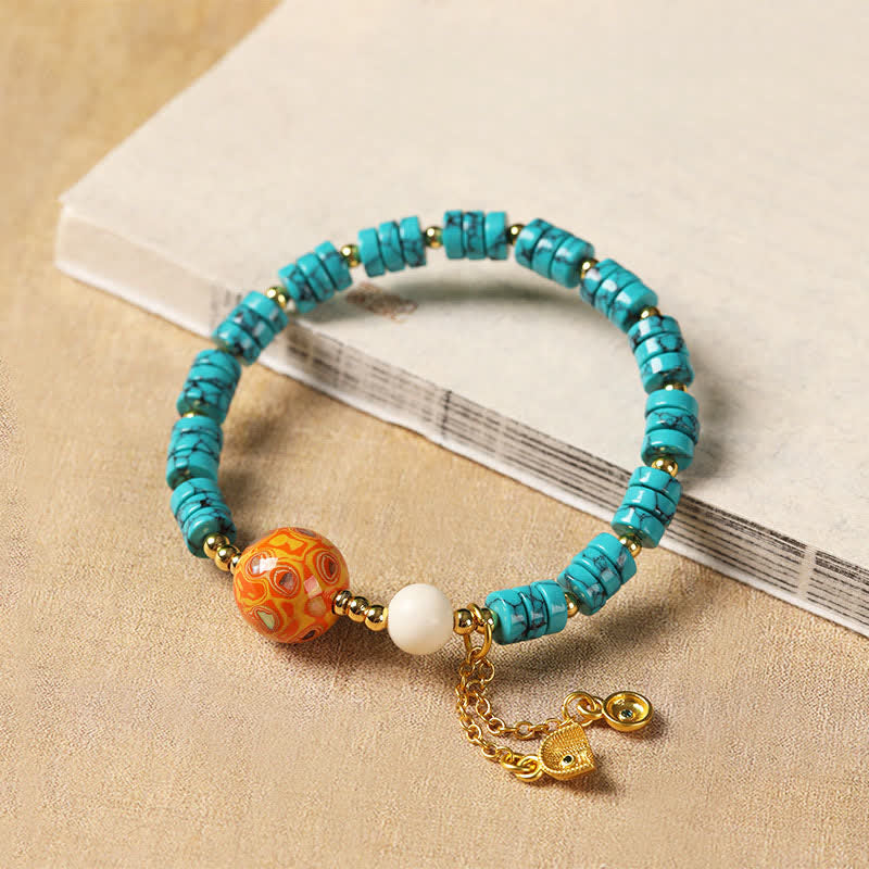 Buddha Stones Turquoise Communicatie Handgemaakte Nieuwe Chinese Armband - image 0