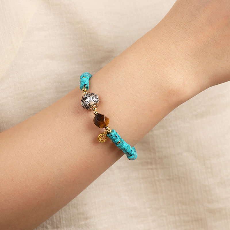 Buddha Stones Turquoise Communicatie Handgemaakte Nieuwe Chinese Armband - image 6
