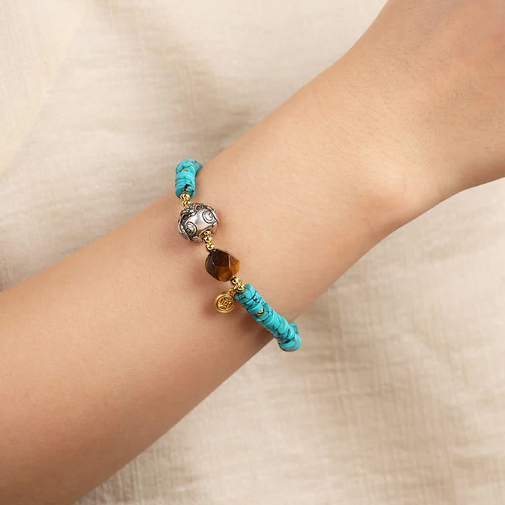 Buddha Stones Turquoise Communicatie Handgemaakte Nieuwe Chinese Armband - image 6