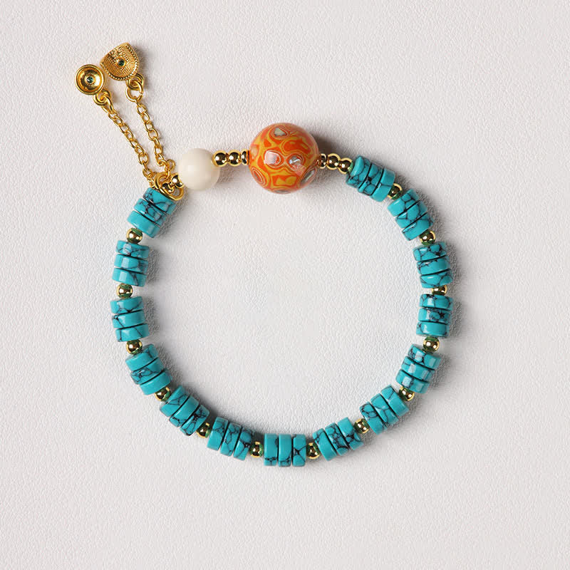 Buddha Stones Turquoise Communicatie Handgemaakte Nieuwe Chinese Armband - Stijl 2 - Blauw turkoois - Turkoois (Zuivering ♥ Rust) - image 2