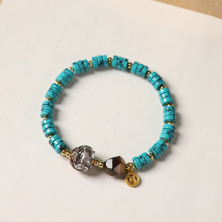 Buddha Stones Turquoise Communicatie Handgemaakte Nieuwe Chinese Armband - image 3