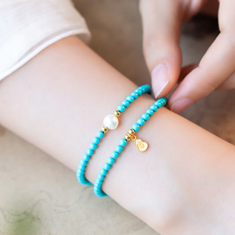 Buddha Stones Handgemaakte Armband met hanger in de vorm van een turkooizen parel en dubbele bescherming. - image 10