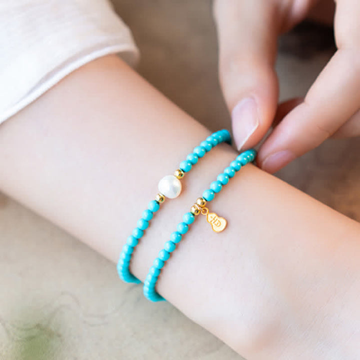 Buddha Stones Handgemaakte Armband met hanger in de vorm van een turkooizen parel en dubbele bescherming. - image 10