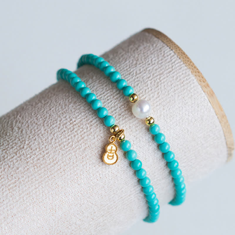 Buddha Stones Handgemaakte Armband met hanger in de vorm van een turkooizen parel en dubbele bescherming. - image 8