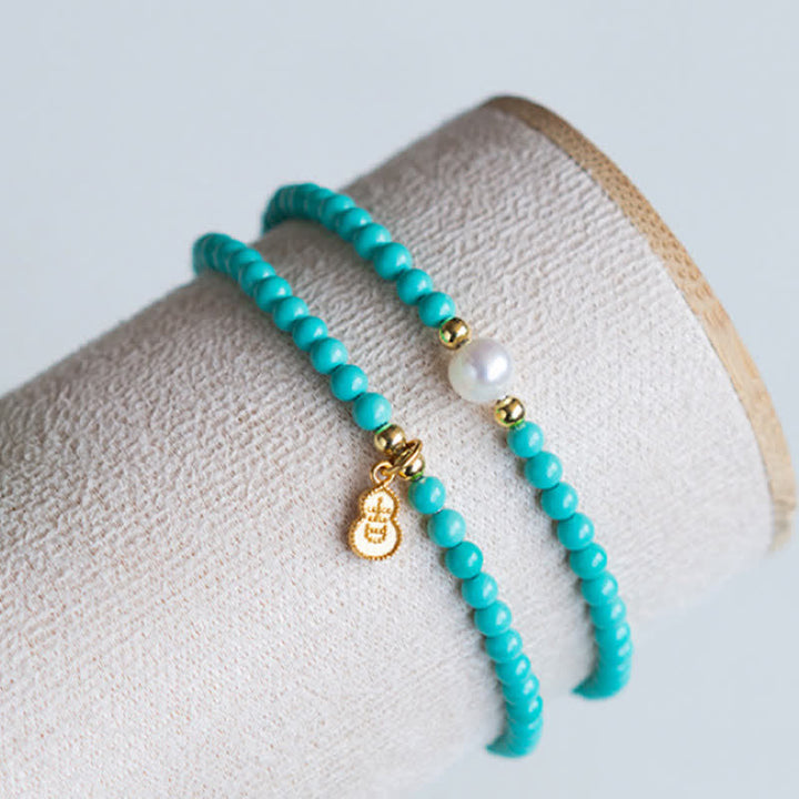 Buddha Stones Handgemaakte Armband met hanger in de vorm van een turkooizen parel en dubbele bescherming. - image 8