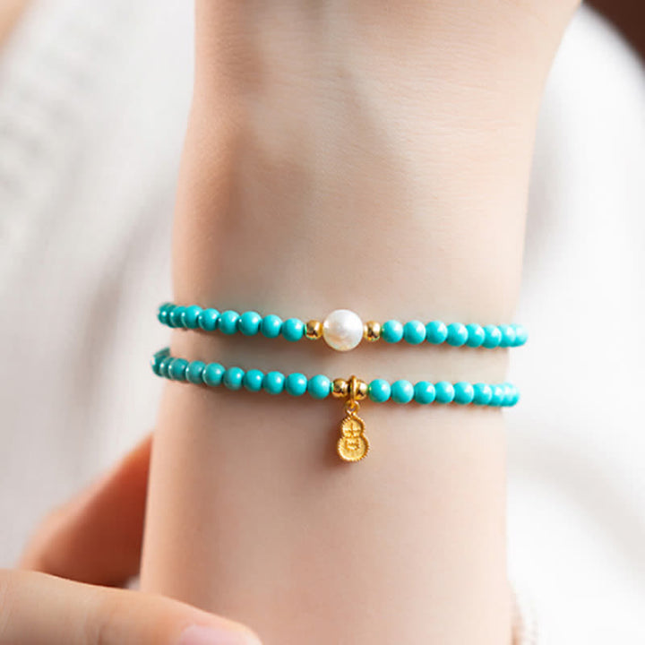 Buddha Stones Handgemaakte Armband met hanger in de vorm van een turkooizen parel en dubbele bescherming. - image 7